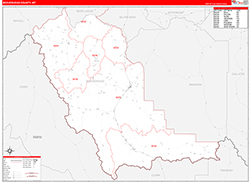 Beaverhead County, MT Wall Map Zip Code Red Line Style 2026