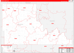 Benson County, ND Wall Map Zip Code Red Line Style 2023