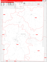 Benton County, MO Wall Map Zip Code Red Line Style 2024