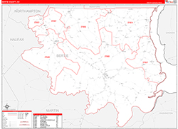 Bertie County, NC Wall Map Zip Code Red Line Style 2026