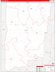 Blaine County, MT Wall Map Zip Code Red Line Style 2026