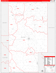 Blaine County, OK Wall Map Zip Code Red Line Style 2026