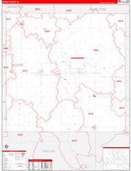 Boone County, IA Wall Map Zip Code Red Line Style 2026