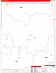 Boone County, NE Wall Map Zip Code Red Line Style 2024