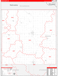 Brown County, KS Wall Map Zip Code Red Line Style 2026