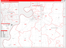 Buchanan County, MO Wall Map Zip Code Red Line Style 2026