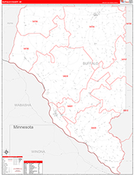Buffalo County, WI Wall Map Zip Code Red Line Style 2026