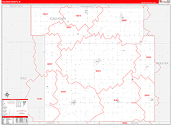 Calhoun County, IA Wall Map Zip Code Red Line Style 2026
