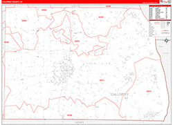 Calloway County, KY Wall Map Zip Code Red Line Style 2026