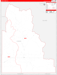 Camas County, ID Wall Map Zip Code Red Line Style 2024