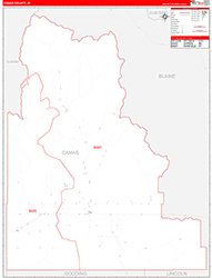 Camas County, ID Wall Map Zip Code Red Line Style 2026