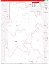 Carter County, MT Wall Map Zip Code Red Line Style 2026