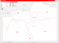 Cassia County, ID Wall Map Zip Code Red Line Style 2023