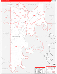 CatahoulaParish (County), LA Wall Map Zip Code Red Line Style 2026