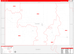 Chase County, NE Wall Map Zip Code Red Line Style 2023