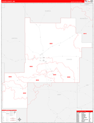 Chaves County, NM Wall Map Zip Code Red Line Style 2024