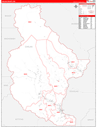 Chelan County, WA Wall Map Zip Code Red Line Style 2026