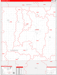 Cherokee County, IA Wall Map Zip Code Red Line Style 2026