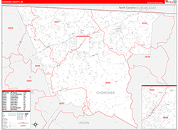 Cherokee County, SC Wall Map Zip Code Red Line Style 2026