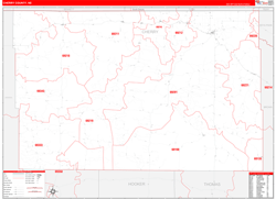 Cherry County, NE Wall Map Zip Code Red Line Style 2023