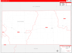 Cheyenne County, CO Wall Map Zip Code Red Line Style 2024