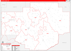 Chouteau County, MT Wall Map Zip Code Red Line Style 2026