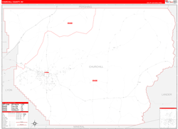 Churchill County, NV Wall Map Zip Code Red Line Style 2024