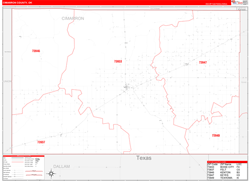 Cimarron County, OK Wall Map Zip Code Red Line Style 2024