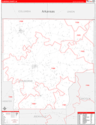ClaiborneParish (County), LA Wall Map Zip Code Red Line Style 2026