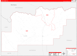 Clark County, ID Wall Map Zip Code Red Line Style 2024