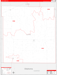 Clark County, KS Wall Map Zip Code Red Line Style 2024