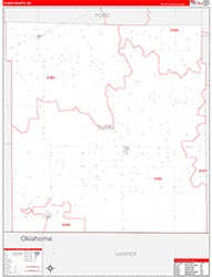 Clark County, KS Wall Map Zip Code Red Line Style 2026