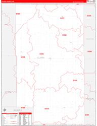 Clark County, SD Wall Map Zip Code Red Line Style 2024