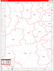 Clark County, WI Wall Map Zip Code Red Line Style 2026