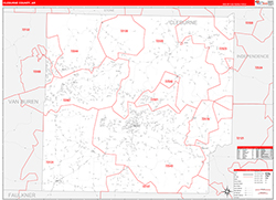 Cleburne County, AR Wall Map Zip Code Red Line Style 2026