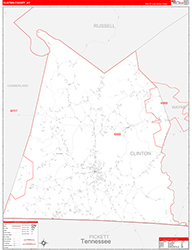 Clinton County, KY Wall Map Zip Code Red Line Style 2026
