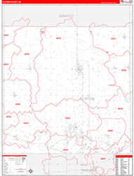 Clinton County, MI Wall Map Zip Code Red Line Style 2026