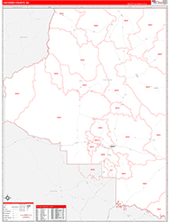 Coconino County, AZ Wall Map Zip Code Red Line Style 2026
