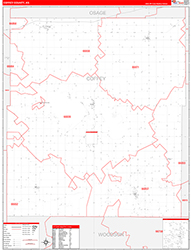 Coffey County, KS Wall Map Zip Code Red Line Style 2026