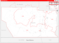 Conejos County, CO Wall Map Zip Code Red Line Style 2026
