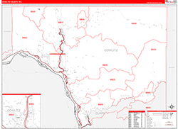 Cowlitz County, WA Wall Map Zip Code Red Line Style 2026