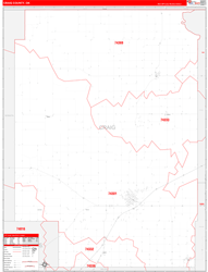 Craig County, OK Wall Map Zip Code Red Line Style 2024