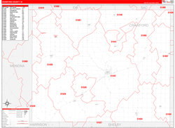 Crawford County, IA Wall Map Zip Code Red Line Style 2024