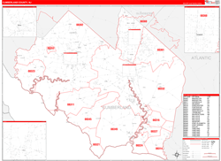 Cumberland County, NJ Wall Map Zip Code Red Line Style 2024