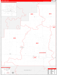 Curry County, NM Wall Map Zip Code Red Line Style 2024