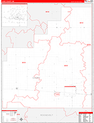 Curry County, NM Wall Map Zip Code Red Line Style 2026