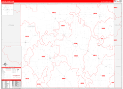 Custer County, NE Wall Map Zip Code Red Line Style 2023