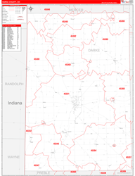 Darke County, OH Wall Map Zip Code Red Line Style 2024