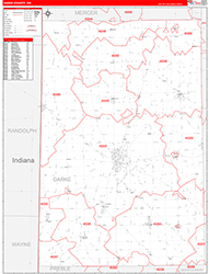 Darke County, OH Wall Map Zip Code Red Line Style 2026