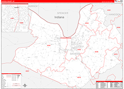Daviess County, KY Wall Map Zip Code Red Line Style 2026